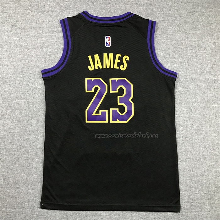 Camiseta Nino Los Angeles Lakers Lebron James NO 23 Ciudad 2023-24 Negro